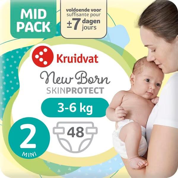 Kruidvat New Born luiers - Maat 2 (3-6 kg) - Mid Pack, Ophalen of Verzenden, Nieuw