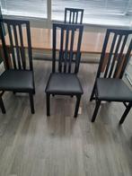 Grene eettafel met vier hoogglans stoelen, Huis en Inrichting, Tafels | Eettafels, Ophalen of Verzenden, Rechthoekig, 100 tot 150 cm