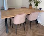 Mooie Eetkamer set 200x100cm + 4 Dusty Rose stoel, Huis en Inrichting, Tafels | Eettafels, Ophalen, Gebruikt, Metaal, Vier personen