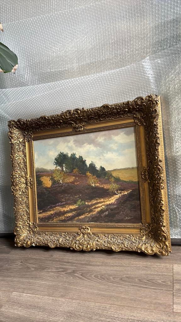 Olieverf schilderij in lijst HW Eckhardt Heide Veluwe, Ophalen of Verzenden