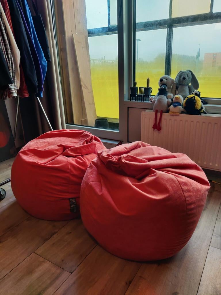 2 oranje zitzakken zitzak, Ophalen, Zo goed als nieuw, Oranje