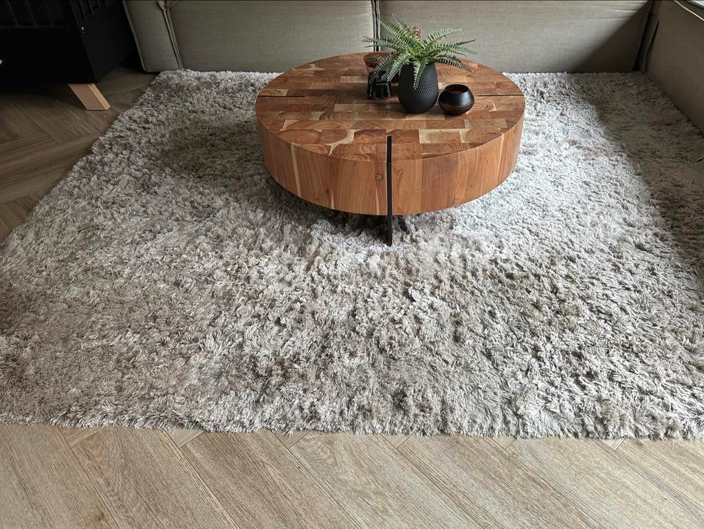 Benuta  Hoogpolig Vloerkleed Whisper 200x290 cm, Ophalen, Gebruikt, Beige, 200 cm of meer