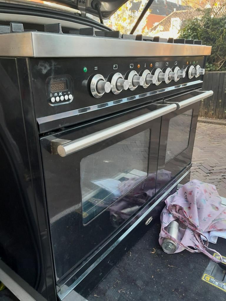 Boretti gasfornuis met dubbele oven, 100 cm breed, Witgoed en Apparatuur, Fornuizen, Ophalen, Gebruikt, 60 cm of meer, Grill