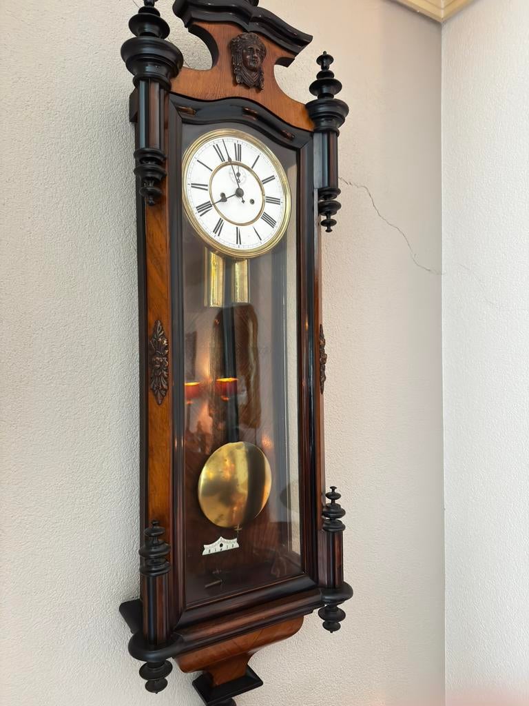 Prachtige antieke Weense Regulator wandklokMahonie 1890-1910, Antiek en Kunst, Ophalen