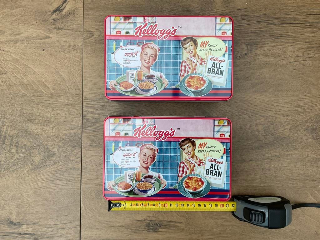2 zgan, niet kapot, werkende blikken Kellogg’s, Verzamelen, Blikken, Ophalen, Zo goed als nieuw, Overige