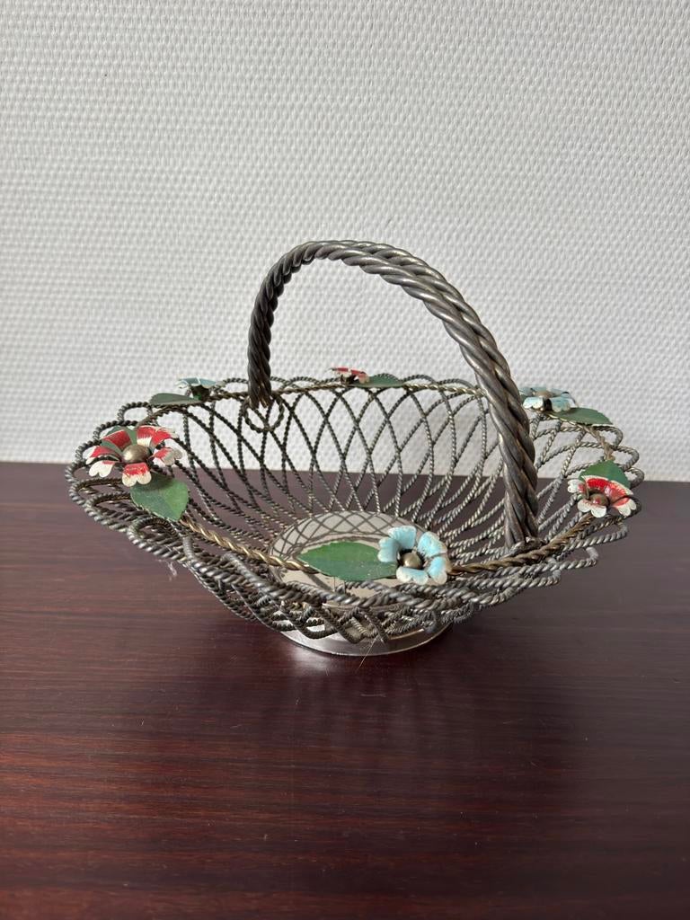 Brocante Vintage Draadstalen Bruidsmand, Lente, Bloemen, Ophalen of Verzenden