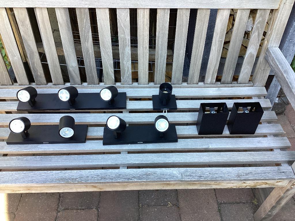 Verschillende plafond en wand spotjes, meeste Philips, Huis en Inrichting, Ophalen, Metaal of Aluminium, Zo goed als nieuw, Modern, mat zwart