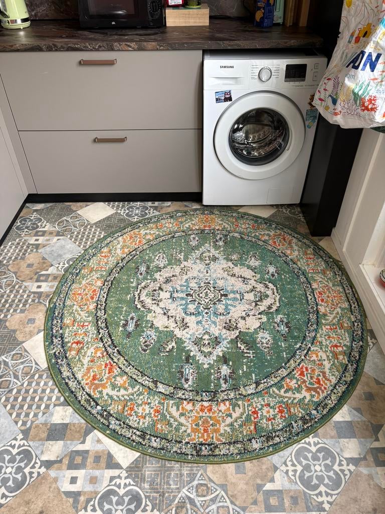 Ronde tapijt van rugvista, Huis en Inrichting, Stoffering | Tapijten en Kleden, Ophalen, Zo goed als nieuw, Rond