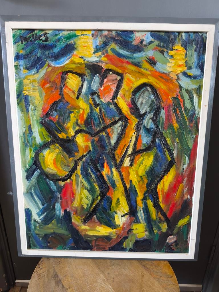 Abstract Expressionistisch Schilderij - Muzikanten, Ophalen of Verzenden