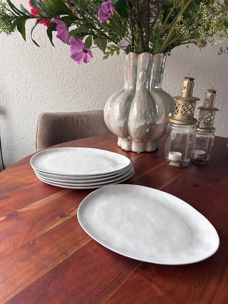 Mooie porseleinen organische borden. Cosy & Trendy, Huis en Inrichting, Ophalen of Verzenden, Zo goed als nieuw, Bord(en), Overige stijlen