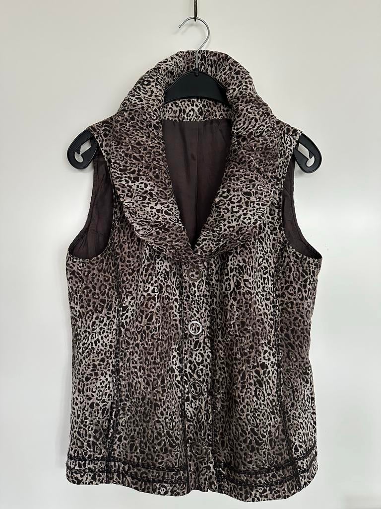 Top met modieuze tijgerprint maat 38, Kleding | Dames, Tops, Maat 38/40 (M), Bruin, Ophalen of Verzenden, Zonder mouw