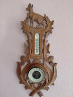 Antieke Barometer en Thermometer met Houten Hert - 54x23 cm, Audio, Tv en Foto, Weerstations en Barometers, Ophalen of Verzenden