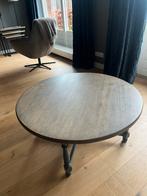Massief houten ronde salontafel, Huis en Inrichting, Ophalen, 50 tot 100 cm, Rond, Zo goed als nieuw