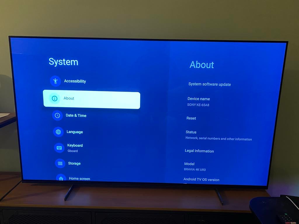 Sony Bravia OLED KE-65A8, Ophalen, OLED, Zo goed als nieuw, 4k (UHD)