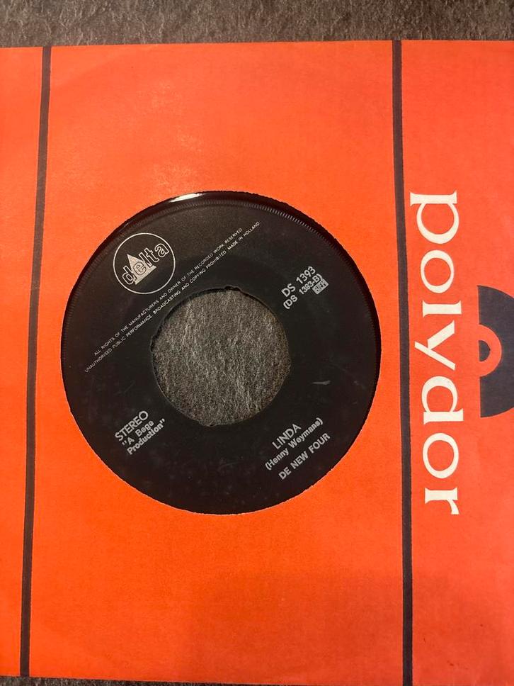 De New Four - Linda (Single, Polydor, Delta), Cd's en Dvd's, Vinyl Singles, Gebruikt, Single, Nederlandstalig, 7 inch, Ophalen of Verzenden