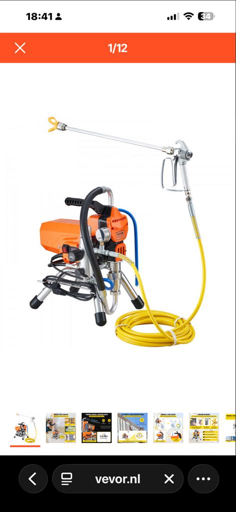 Krachtige airless verfspuit, Doe-het-zelf en Verbouw, Ophalen of Verzenden