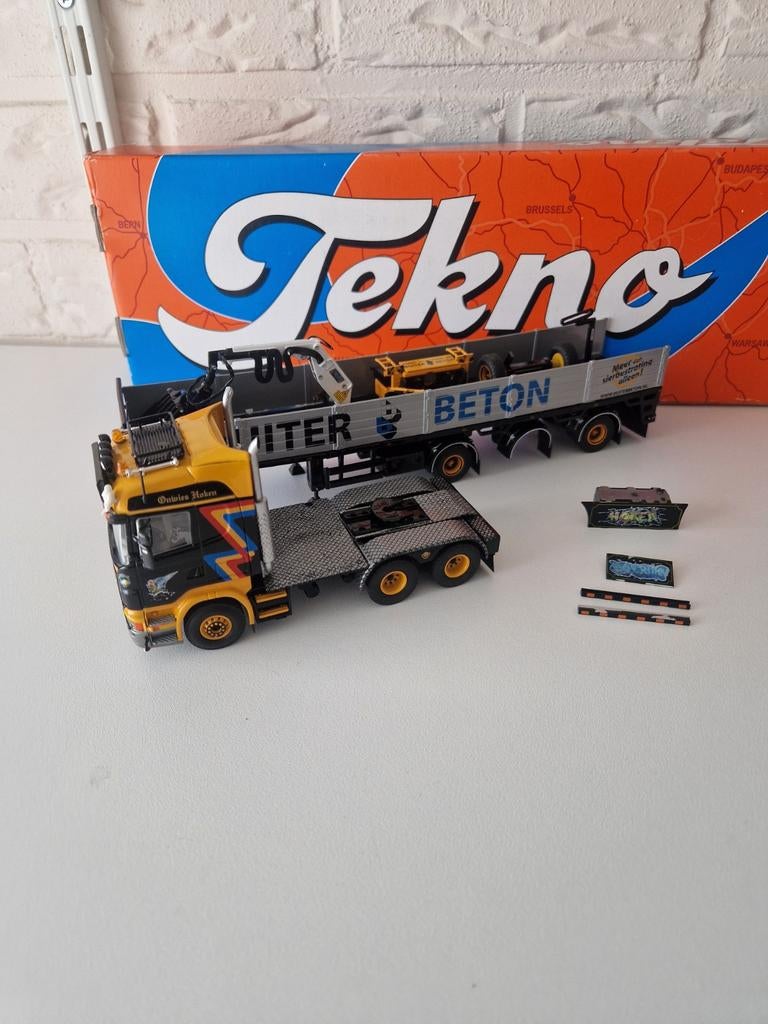 Tekno Scania steentrailer Buiter Transport, Hobby en Vrije tijd, Modelauto's | 1:50, Ophalen of Verzenden, Bus of Vrachtwagen