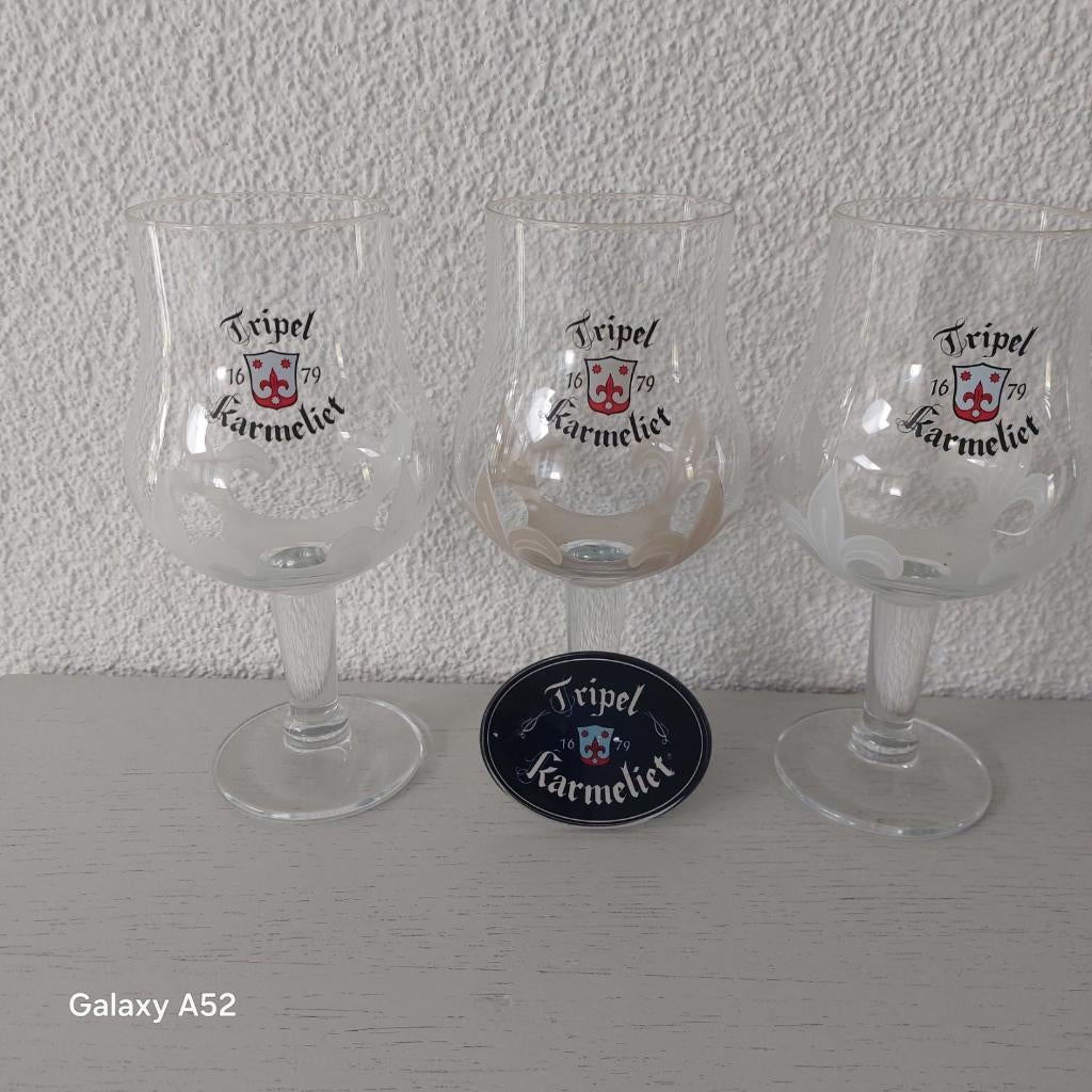 Tripel Karmeliet glazen en taplens, Verzamelen, Biermerken, Ophalen of Verzenden, Zo goed als nieuw, Glas of Glazen, Overige merken