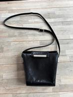 Claudio Ferrici Zwarte Leren Handtas Tulpvormig, Sieraden, Tassen en Uiterlijk, Ophalen of Verzenden, Gebruikt, Zwart, Handtas