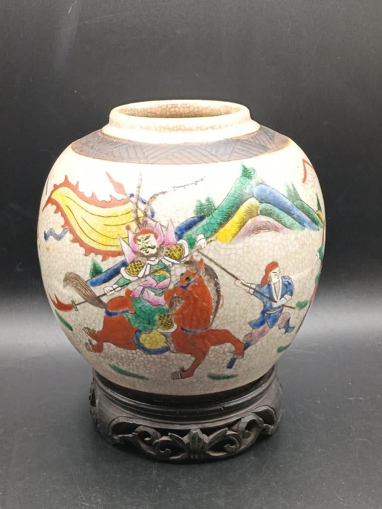 Antiek Chinese Nanking Chenghua Gemberpot Krijgers 17cmh, Ophalen of Verzenden