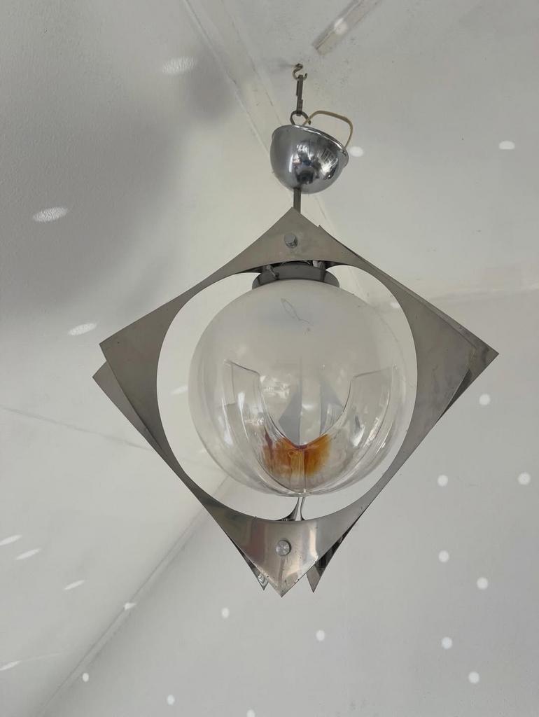 Mazzega hanglamp met glazen bol, Ophalen of Verzenden