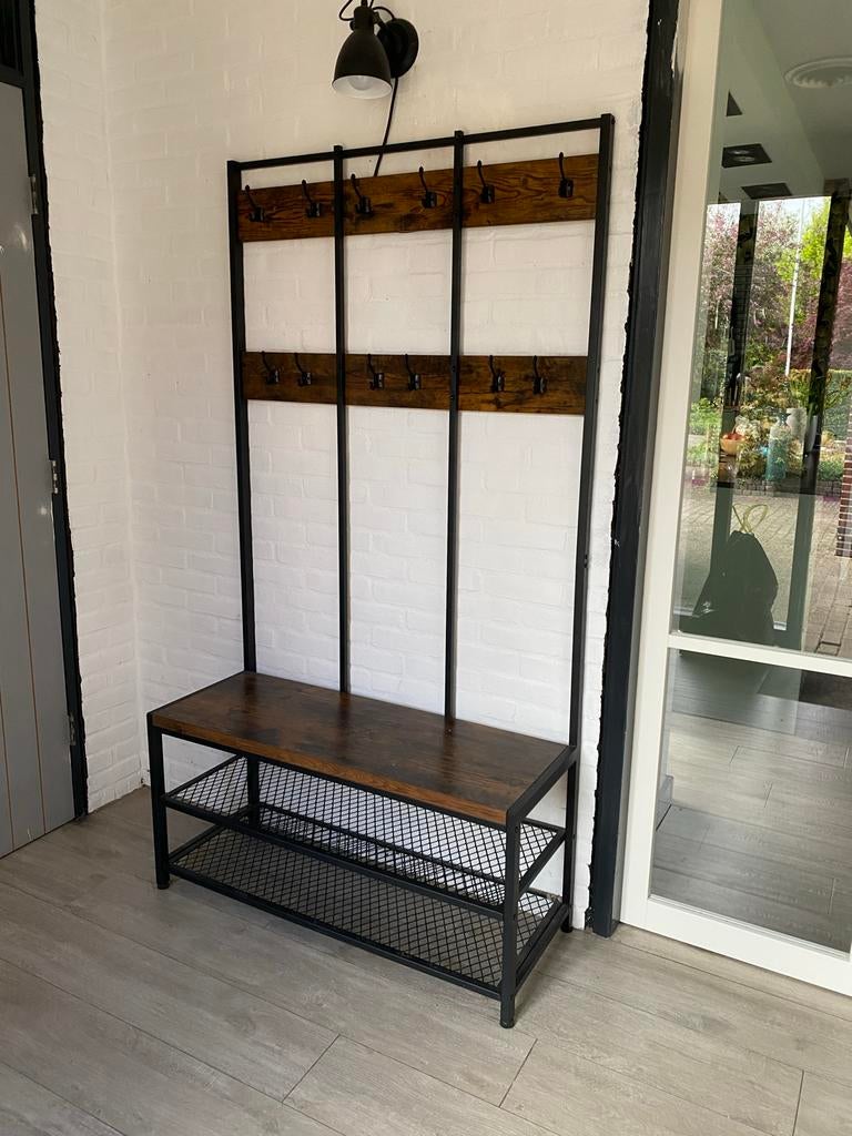 Kapstok met schoenenrek - Industrieel design, Huis en Inrichting, Woonaccessoires | Kapstokken, Overige materialen, Ophalen of Verzenden