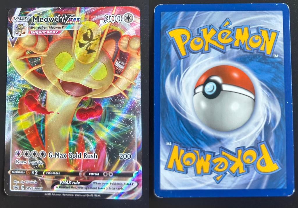 Meowth VMAX Pokémon kaart (SWSH005) excellent / near mint, Ophalen of Verzenden, Zo goed als nieuw