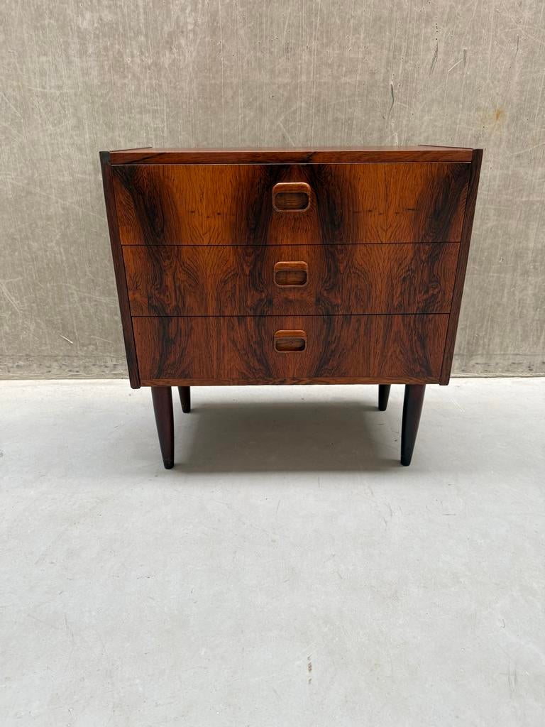 Deens Design Palissander Ladekastje Jaren 60, Ophalen, Minder dan 50 cm, Gebruikt, 3 of 4 laden