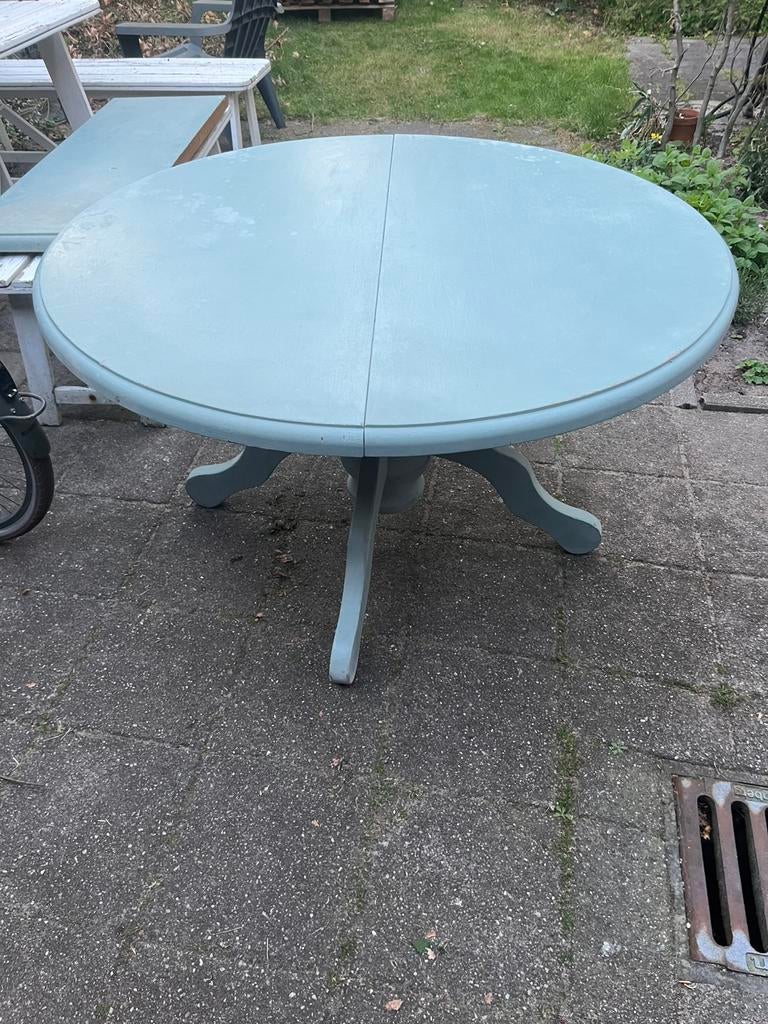 Houten Ronde Tafel, Huis en Inrichting, Teakhout, Gebruikt, 50 tot 100 cm, 100 tot 150 cm