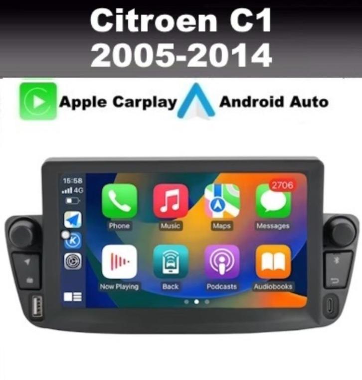 Citroen C1 2005-2014 navigatie android apple carplay dab+, Auto diversen, Autoradio's, Nieuw, Ophalen of Verzenden