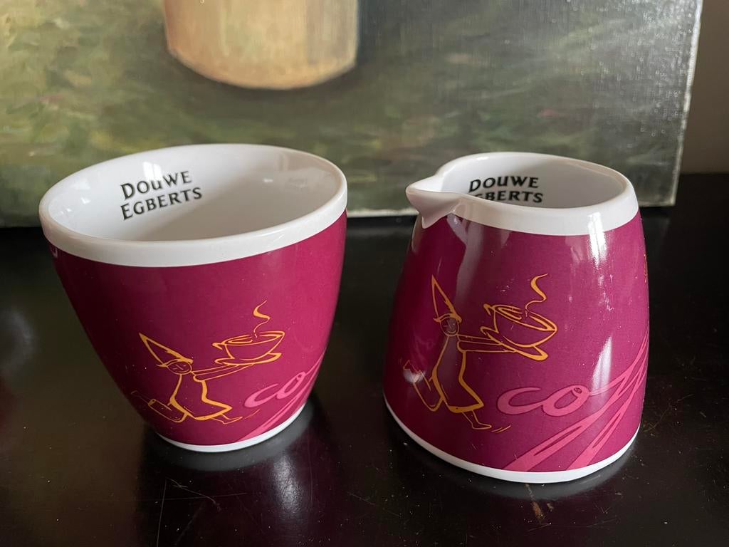 Aubergine/oranje kleurig Douwe Egberts roomstel, Ophalen of Verzenden, Huis en Inrichting