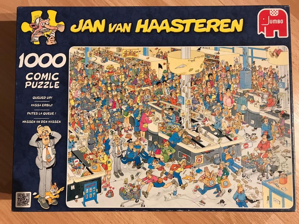 Jan van Haasteren puzzel  1000 stukjes 'rij erbij', Hobby en Vrije tijd, Denksport en Puzzels, Ophalen of Verzenden, 500 t/m 1500 stukjes
