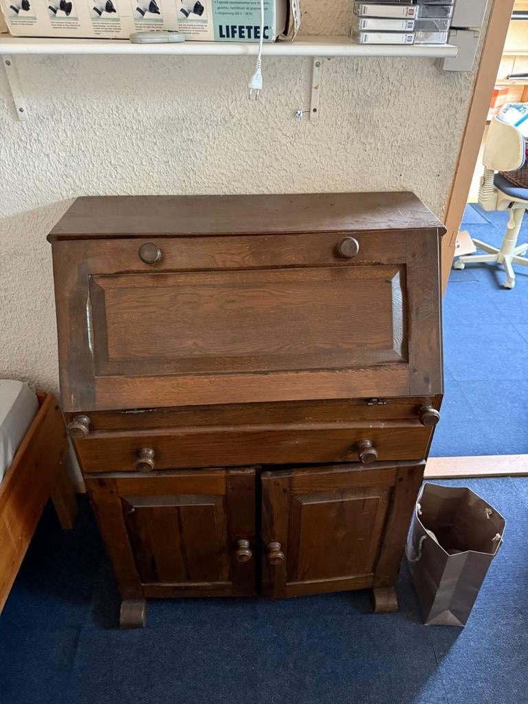 GRATIS Art Deco Vintage bureau van massief eikenhout, Huis en Inrichting, Kasten | Secretaires, Ophalen, Gebruikt, Antiek, Klassiek