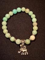 armband frosted amazoniet kralen geluks olifantje, Ophalen of Verzenden, Nieuw, Overige materialen, Met bedels of kralen