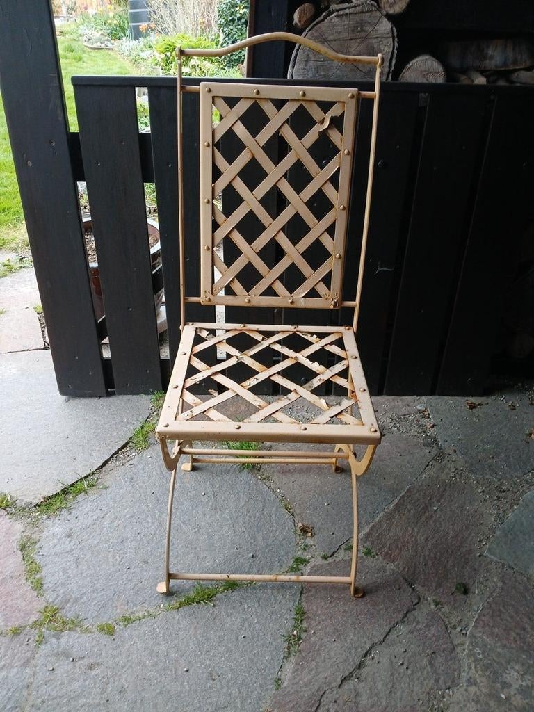 Oud vintage ijzeren tuinstoel tuinstoeltje, Tuin en Terras, Ophalen, Gebruikt, Metaal