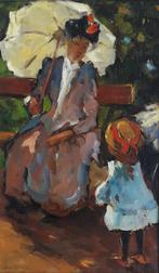 DAME MET PARASOL + MEISJE MET HOEDJE>PARK>OUD>IMPRESSIONISME, Ophalen of Verzenden