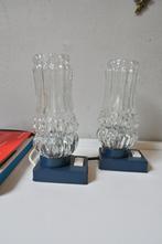 Set vintage nachtlampjes met blauwe voet, Ophalen of Verzenden, Zo goed als nieuw, Onbekend, Onbekend