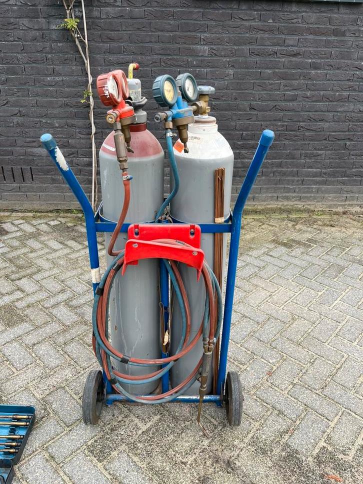 Autogeen lasset compleet 30 ltr flessen, Doe-het-zelf en Verbouw, Gereedschap | Lasapparaten, Gebruikt, Overige typen, Ophalen