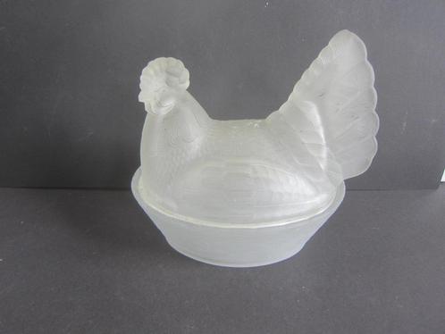 Glas Grote helderglazen kom kip haan op nest ZEER GROOT !!!, Diversen, Pasen, Zo goed als nieuw, Ophalen of Verzenden