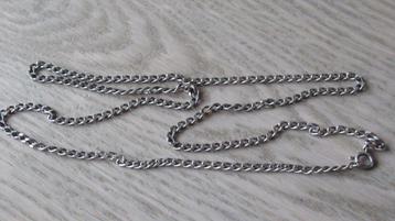 Zilveren heren/dames schakel ketting/collier / 66 cm beschikbaar voor biedingen