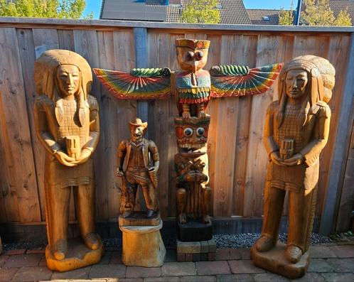 MASSIEF HOUTEN INDIANEN / COWBOY BEELDEN VOOR COUNTRY BAR, Antiek en Kunst, Kunst | Beelden en Houtsnijwerken, Ophalen