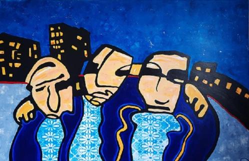 Groot canvas HERMANBROODSTIJL, Antiek en Kunst, Kunst | Schilderijen | Modern, Ophalen of Verzenden