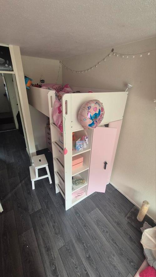 SMÅSTADHoogslaper, wit Roze.  90x200, Kinderen en Baby's, Kinderkamer | Stapelbedden en Hoogslapers, Zo goed als nieuw, Hoogslaper