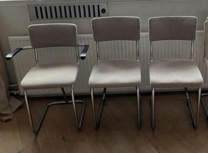 buisframe stoel Arhrend Gispen stijl buis frame 3x vintage, Huis en Inrichting, Stoelen, Gebruikt, Vier, Stof, Overige kleuren