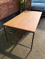 Houten Tuintafel met Metalen Onderstel, Tuin en Terras, Ophalen, Gebruikt, Rechthoekig, Hout