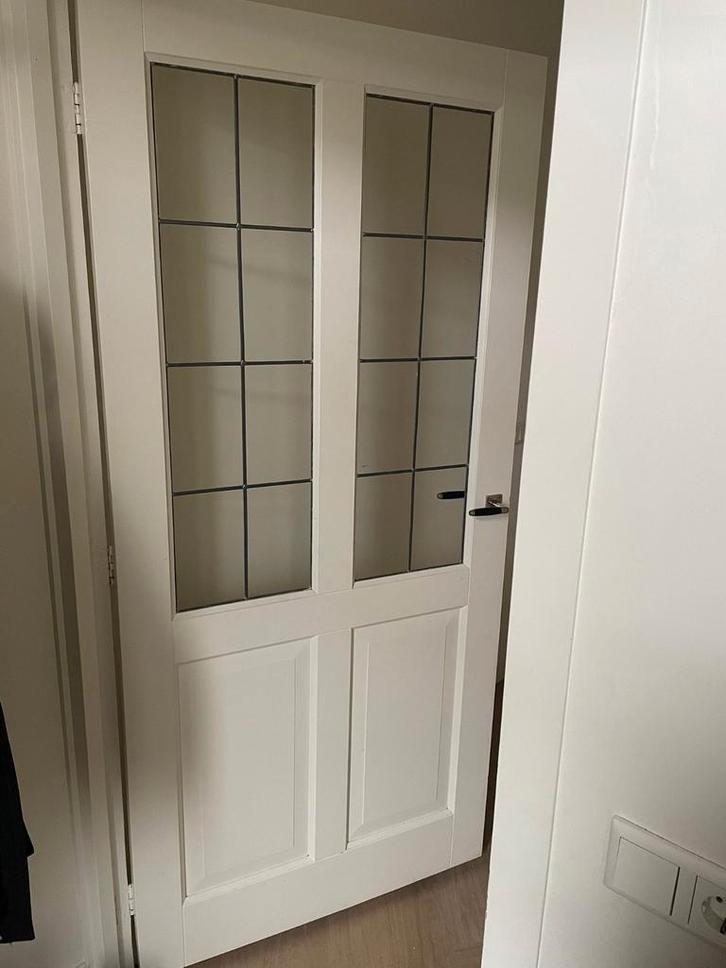 Stompe binnendeur met glas. 201 x 92,5 cm, Doe-het-zelf en Verbouw, Deuren en Horren, Gebruikt, Binnendeur, 200 tot 215 cm, Glas