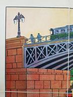 Onder de brug oude schoolplaat uit Frankrijk litho op canvas, Antiek en Kunst, Ophalen of Verzenden