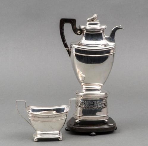 3-delig Empire zilveren koffieservies, Bentveld, Bennewitz., Antiek en Kunst, Antiek | Goud en Zilver, Zilver, Ophalen of Verzenden