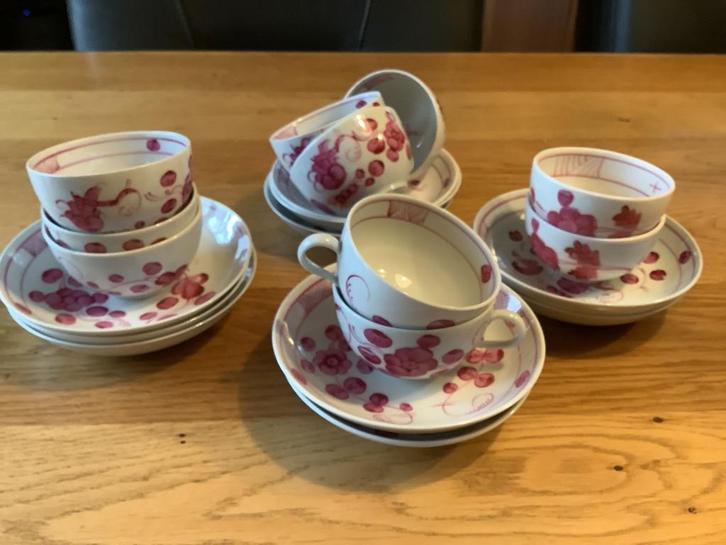 Antiek Tettau indisch purper kop en schotels, Antiek en Kunst, Antiek | Porselein, Ophalen of Verzenden