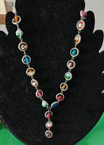 Vintage MKM Design gekleurde glaskralen ketting, Sieraden, Tassen en Uiterlijk, Kettingen, Overige materialen, Verstelbaar, Overige kleuren